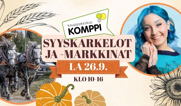 Kauppakeskus Kompin syysmarkkinat Ikaalisissa la 26.9.2026 klo 10-16