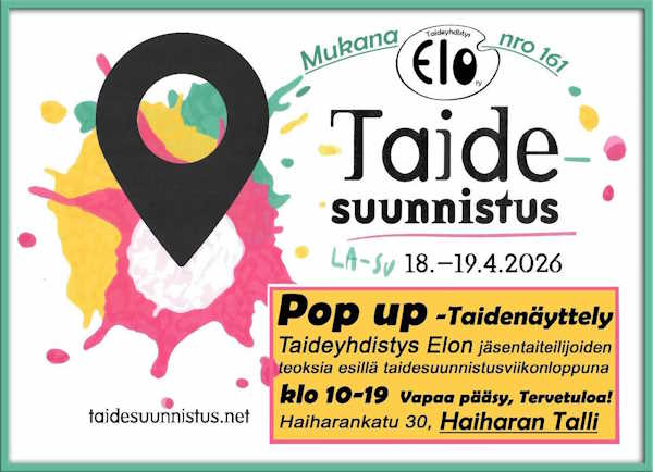 Taidesuunnistus ja taidenäyttely 18.-19.4.2026 Haiharan tallilla.