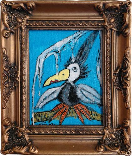 Kevät linnun silmään (2025) • Akryylimaalaus • 18 x 15 cm, kehyksellä • Hinta: 50 €