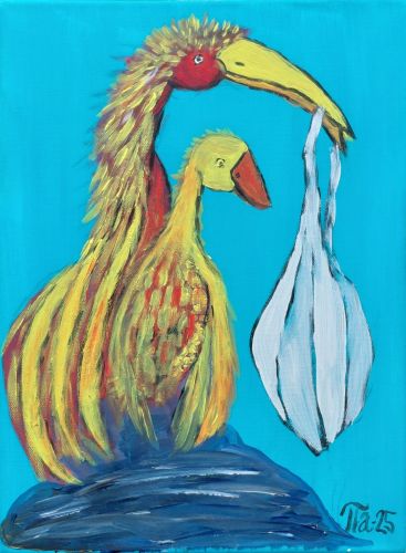 Nyyttikestiti (2025) • Akryylimaalaus kankaalle • 40 x 30 cm • Hinta: 190 €