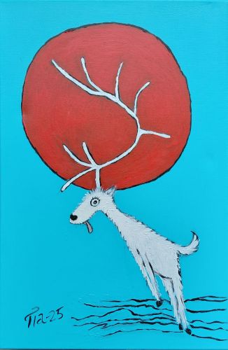 Kielenkääntäjän tanssi (2025) • Akryylimaalaus kankaalle • 60 x 40 cm • Hinta: 190 €