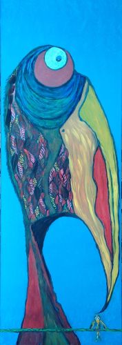 Rakkautta koosta riippumatta (2025) • Akryylimaalaus kankaalle • 100 x 40 cm • Hinta: 350 €